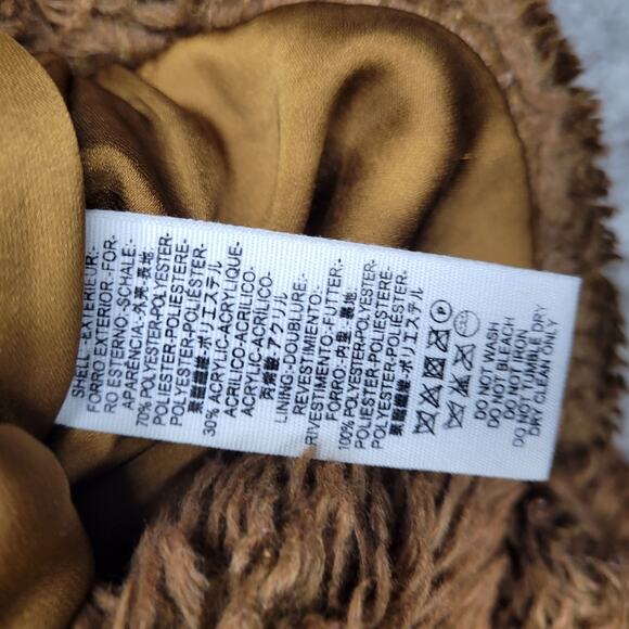 Free people Mena Cropped Faux Fur Brown Collared Teddy Bear Coat Womens Medium - Picture 5 of 7